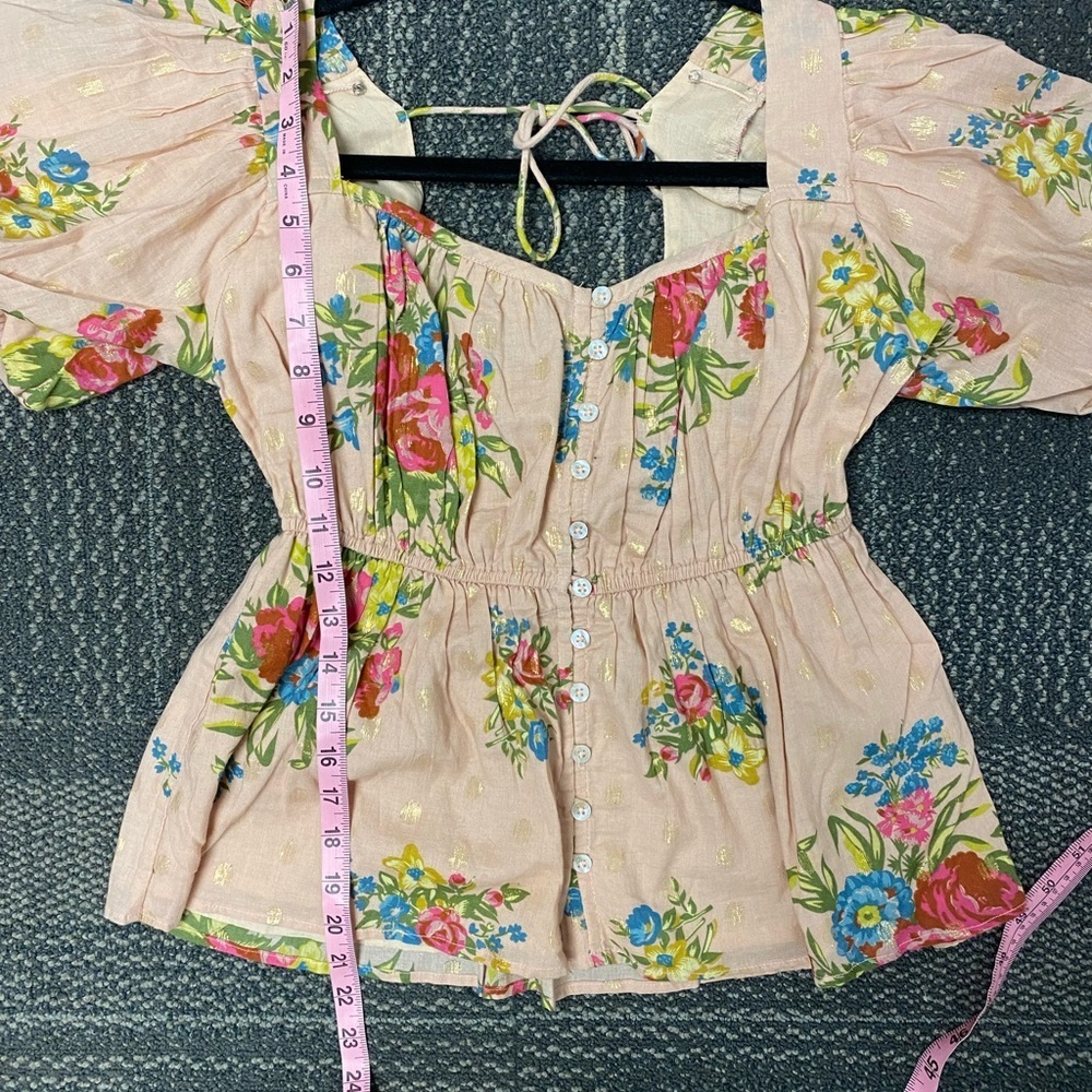 Anthropologie Women’s Size Small Love The Label Rosette Babydoll Top - Picture 9 of 11